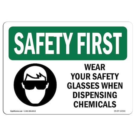 Signmission OSHA Sign, Wear Your Glasses When W/ Symbol, 24in X 18in Aluminum, 24" W, 18" H, Landscape OS-SF-A-1824-L-11016